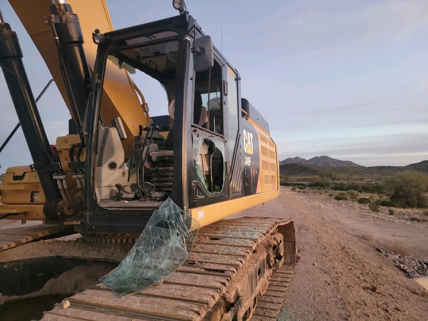 heavy equipment vandalism at a construction site in Phoenix, Arizona